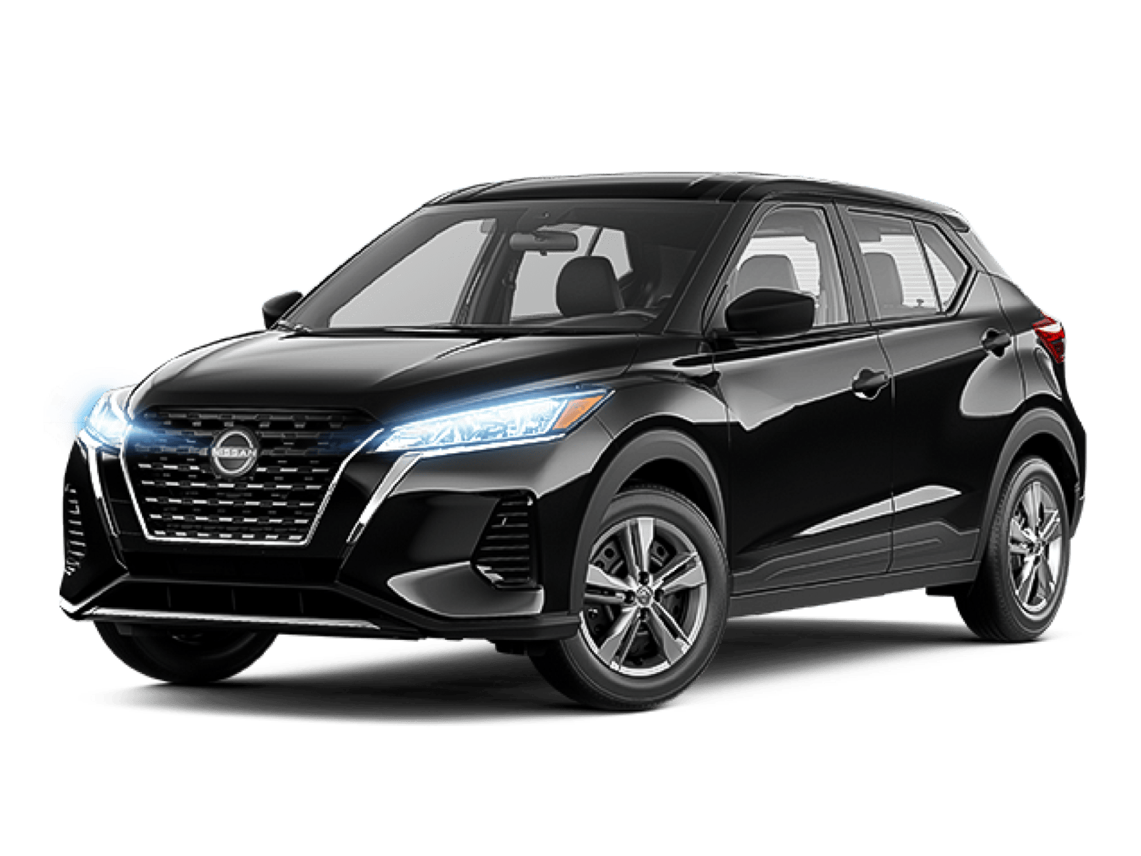 A Black 2025 Nissan Kicks Play with headlights on